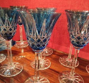 bicchieri antichi blu cristallo boemia