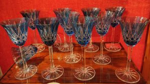 bicchieri antichi blu cristallo boemia