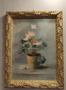 quadro antico con vaso fiori ciclamini