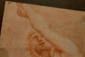 antico disegno sanguigna nudo maschile