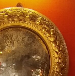 antico specchio grande tondo strega biedermeier